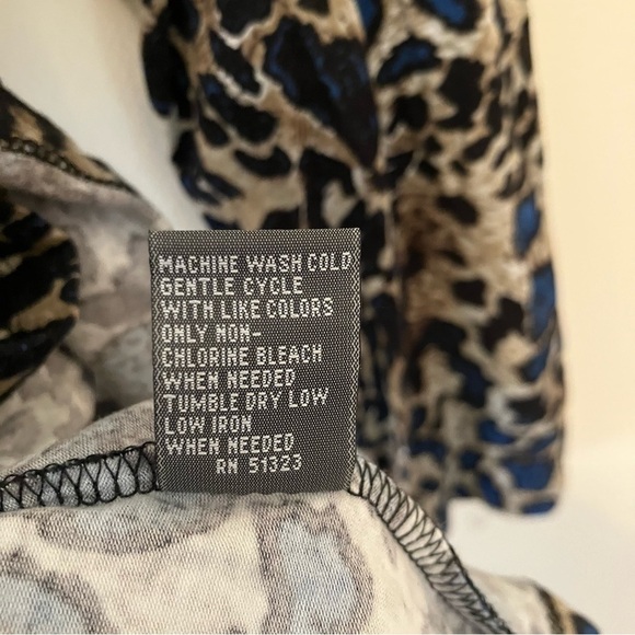 VTG Kenneth Cole Women’s Leopard Print Fitted Turtleneck Sz. L Long Y2K Ruched - Picture 4 of 6